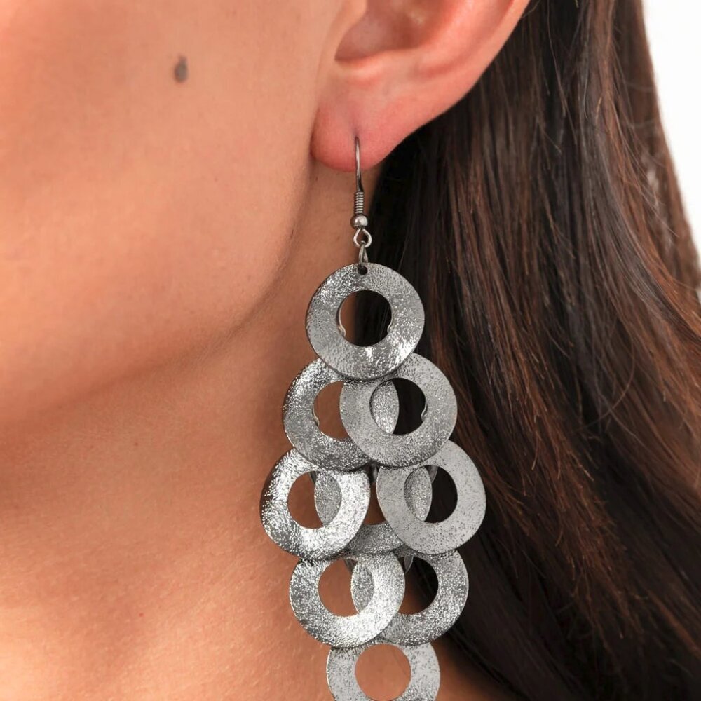 Paparazzi Jewelry Accessories - Scattered Shimmer - Black Earrings - Vintage